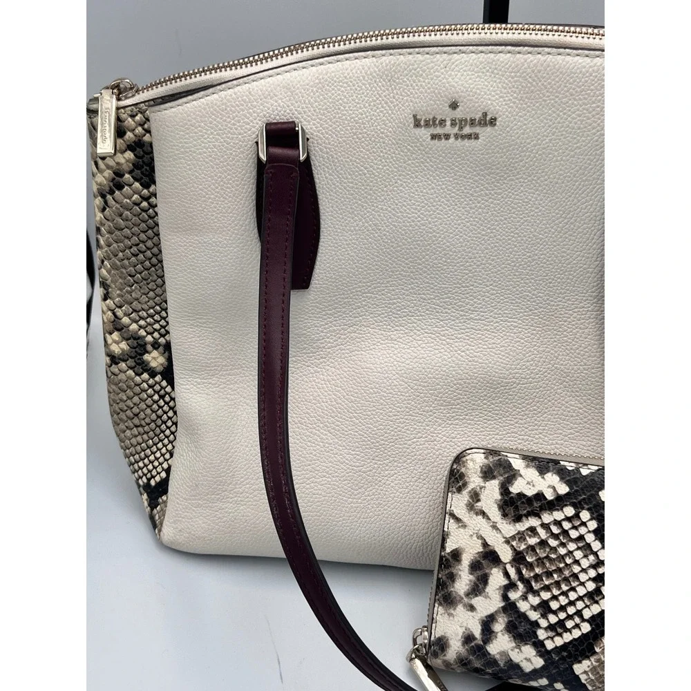 Kate Spade New York‎ Monet 3-compartment Purse White Snakeskin w/Python Wallet